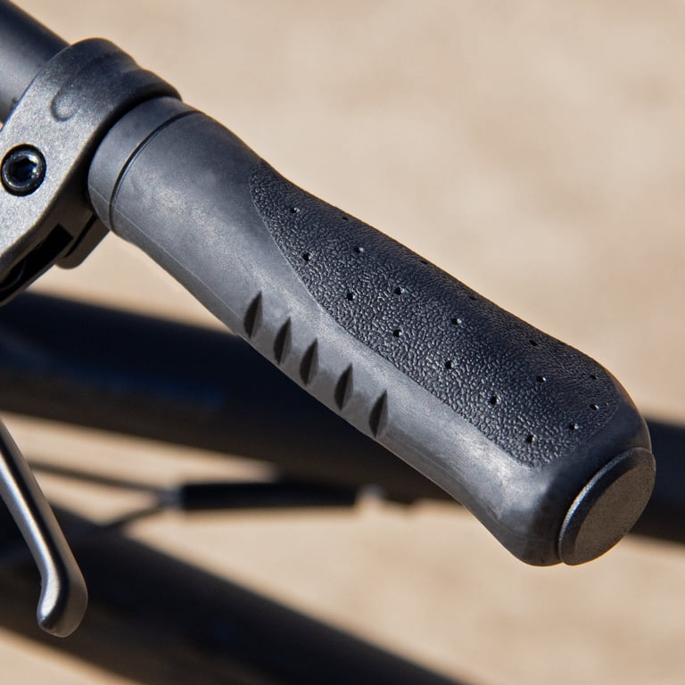 UFOR CAVO Ergonomic Bike Grips - Lock-On Rubber With Aluminum Bar Ends - 135mm Comfort Handlebars Black Grey
