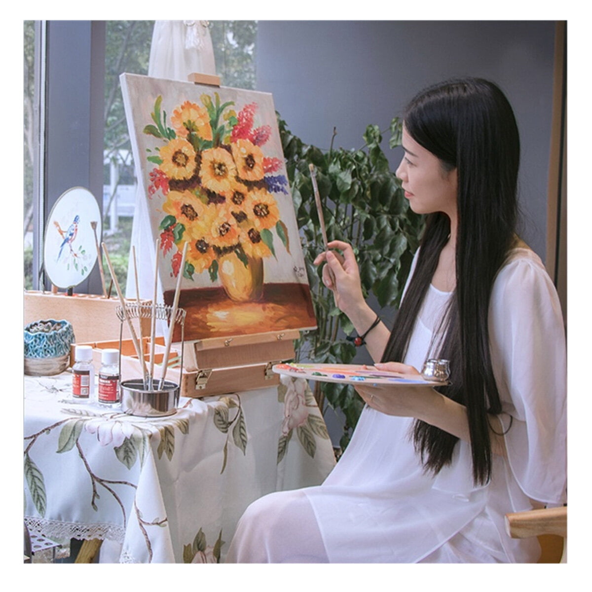 FENGGUIQU 10Pcs White Cotton Wood Artist Stretched Canvas Panels for Oil Painting Drawing