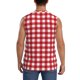 thumbnail image 4 of Fotbe Red Checkboard Men's Camiseta sin Mangas Estampada para Hombres, Playera Casual para Gimnasio, Entrenamiento, Playa-Small, 4 of 7