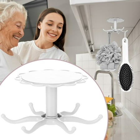 

PhoneSoap 360 De Gree Rotatable Hook Six Cl Aw Kitchen Storage Wall Hanging Free Punching Seamless Hanger Strong Glue Hook White