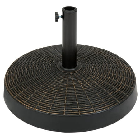 Best Choice Products 55lb Round Wicker Style Resin Patio Umbrella Base Stand w/ 1.75in Hole, Blackened Bronze Finish, Rust