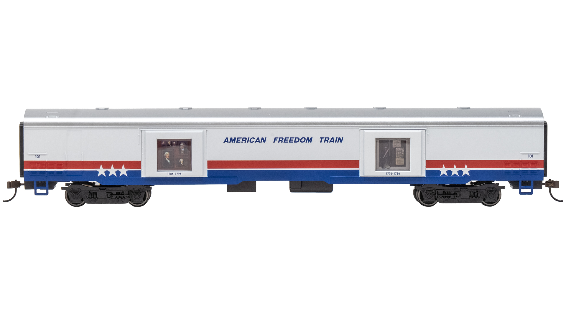 Bachmann Trains - LIMITED EDITION AMERICAN FREEDOM TRAIN CARS with LIGHTED DISPLAYS -EXHIBIT CAR #101 1776-1796 - HO Scale