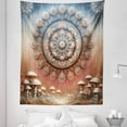 thumbnail image 3 of Ambesonne Hippie Tapestry Twin Size, Fantasy Vibes Mushroom Woods, 68"x88", Pale Ruby Blue Grey Ecru, 3 of 3