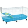Pawhut 40” Small Animal Pet Cage Kit with Wheels, Blue and White, Steel & Plastic
