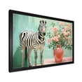 thumbnail image 2 of Designart "Floral Zebra in Pink and Green IV" Animals Framed Wall Art Decor - Modern Farmhouse Pink Zebra Entryway Framed Wall Art, 2 of 6
