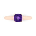thumbnail image 2 of 1.0ct cushion cut purple natural amethyst 18k rose gold Bridal Wedding Engagement Promise Anniversary Ring for Women size 3.5, 2 of 7