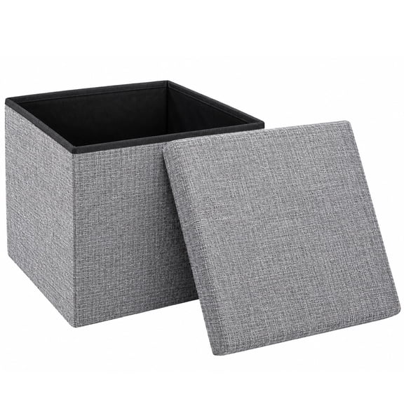 TARNIQOZ Ottoman with Storage, Small Foldable Storage Ottoman Cube Foot Rest Stool for Living Room, Bedroom, Entryway, 15x15x15in, Gray