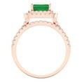 thumbnail image 4 of 3.05ct Brilliant Emerald Cut Emerald 18K Rose Gold Halo Solitaire with Accents Engagement Bridal Wedding Ring Band Set size 10.5, 4 of 7