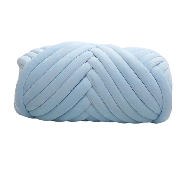 Hilo grueso de terciopelo de 0,5 kg para tejer a mano, suave, lavable, para hacer tú mismo, crochet jumbo Azul claro