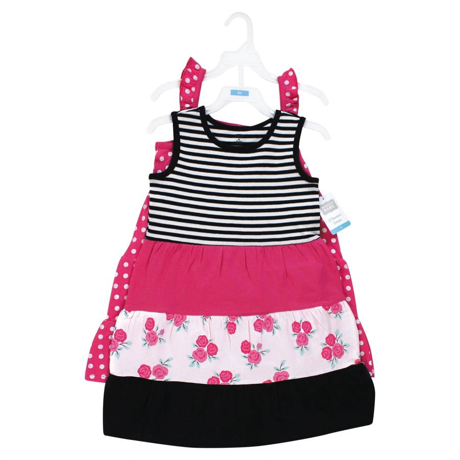 Hudson Baby Infant and Toddler Girl Cotton Dresses, Pink Black Roses, 14 Years