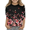thumbnail image 1 of Haut Thermique pour Filles Imprimé de la Saint-Valentin Mode Fonctionnel Col Rond Manches 3/4 T-Shirt Décontracté, 1 of 5