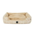 thumbnail image 2 of NICOLE MILLER NEW YORK PET Mod Damask Plushy Bolster Pet Bed, Cozy & Calming, Water Repellent, Non-Slip Bottom, 100% Machine Washable, Taupe, Extra Small 19"x15"x6", 2 of 13