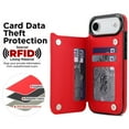 thumbnail image 6 of Case Compatible with iPhone Air, Stylish Card Slots Kickstand PU Leather Back Case Magnetic Closure RFID Blocking Drop Protective Shockproof Cover for iPhone Air, Red, 6 of 8