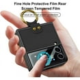 thumbnail image 2 of for Samsung Galaxy Z Flip 3 Case with Ring Holder, Luxury Leather All-Inclusive Camera Lens Anti-Drop Protective Case with Metal Kickstand for Galaxy Z Flip 3-Black, 2 of 5