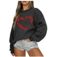thumbnail image 2 of Elvqul Sweatshirts for Women Graphic Black Crew Neck Valentine's Day Shirts Loose Fit Tunic Tshirts Long Sleeve Sweatshirts, 2 of 5