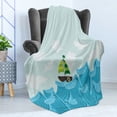thumbnail image 4 of Ocean Soft Flannel Fleece Blanket, Sailing Boat on the Sea Life with Waves and the Cloudy Sky Illustration, Cozy Plush for Indoor and Outdoor Use, 60" x 80", Baby Blue and Sky Blue, by Ambesonne, 4 of 5