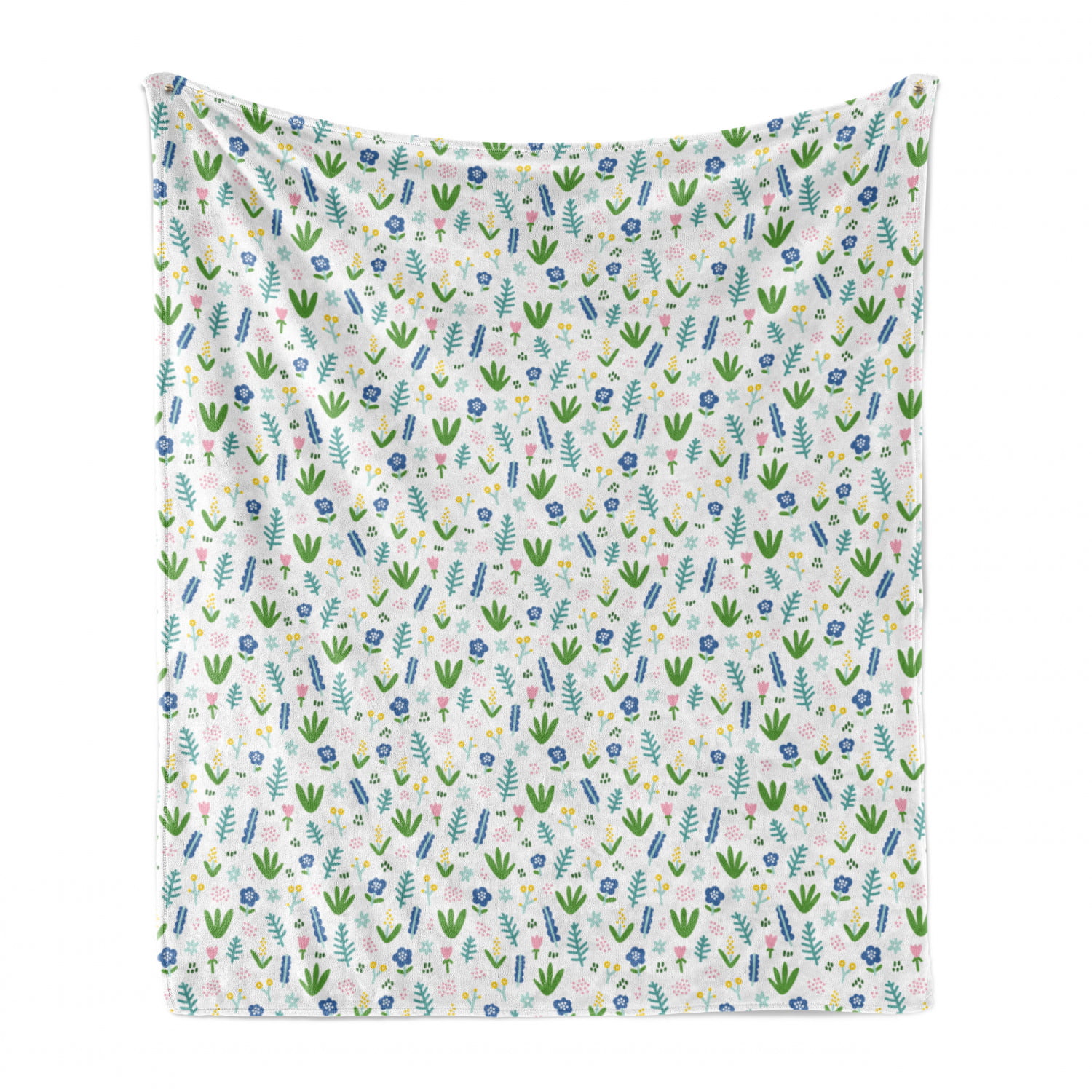 60 x 80 Ambesonne Botanic Soft Flannel Fleece Throw Blanket Cozy Plush for Indoor and Outdoor Use Pastel Blossom Branches Little Tulip Petals Along Leaves and Herbs Green Violet Blue and Pink