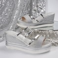 thumbnail image 3 of GERsome Women's Platform Wedge Sandals Open Toe Slip-On Slides Comfort Heels Summer Shoes, Silver Size 7, 3 of 9