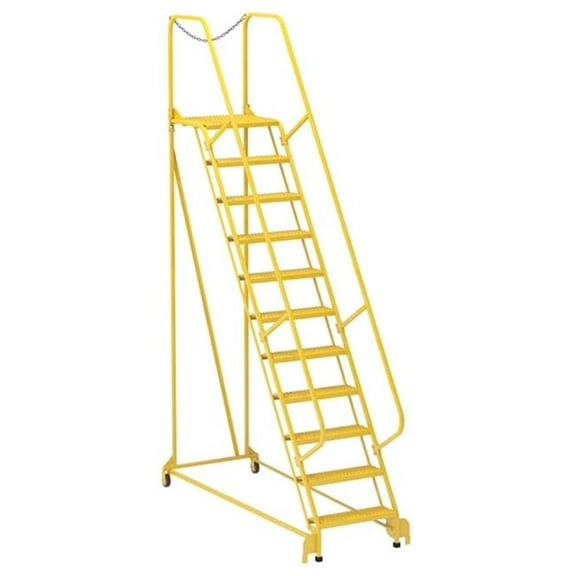 Vestil LAD-MM-11-G-YL 24 in. Steel 11 Step Grip Strut 58 deg Maintenance Ladder - Yellow