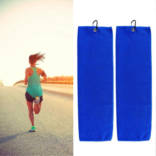2 toallas absorbentes de sudor, de secado rápido, de microfibra, para yoga, fitness, entrenamiento, correr, gimnasio azul zafiro