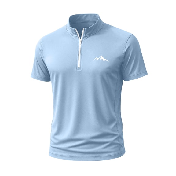Betivan Men's Summer Solid Color Sports Training Top Quick Dry Stand Collar Half Zipper Design Short Sleeve Gym Workout Running Breathable Active Fashion Top
