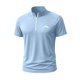 thumbnail image 2 of Blusa y camisa de manga corta con cuello alto para hombre, de verano, de color liso, ajustada, deportiva, con cremallera, de manga corta, con cuello alto., 2 of 5