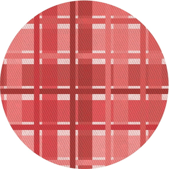 Ahgly Company Indoor Round Patterned Ferrari Red Area Rugs, 7' Round