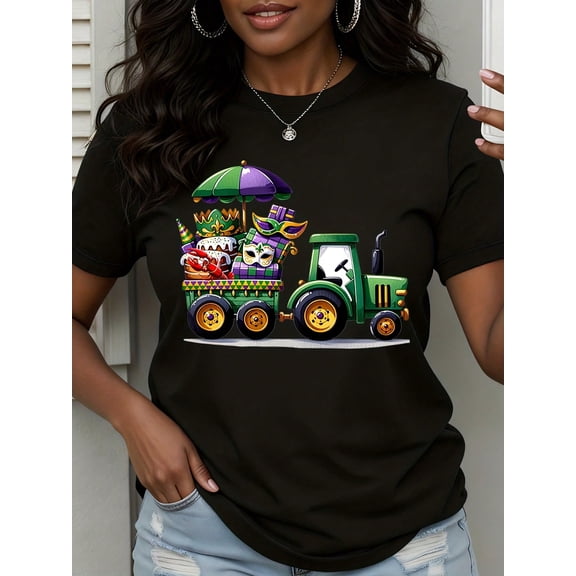 Festive Mardi Gras Parade Graphic T-Shirt Soft Cotton Unisex Apparel