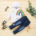 thumbnail image 3 of 4T Baby Girl Clothes Baby Girl 2PCS Outfits Long Sleeve Hooded Tops Jeans Pants Set 3-4T Baby Girl Fall Clothes White, 3 of 9