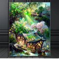 thumbnail image 3 of Bordado de diamantes de imitación para decoración del hogar, kit de punto de cruz con diseño de bosque de ensueño, castillo del paraíso, 5D, 3 of 4