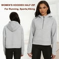 thumbnail image 5 of Xidunhg Women's Hoodies Half Zip Long Sleeve Fleece Lined Crop Pullover Sweatshirts with Pockets Thumb Hole Grey S, 5 of 10