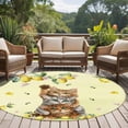 thumbnail image 4 of Round Rugs 8 Ft, Lemons Cats Non Slip Area Rugs for Kitchen Bedroom Entryway, Summer Rustic Botanical Fruits Yellow Washable Carpet Runner Rug Floor Mats for Bedroom Home Decor, 4 of 8