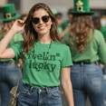 thumbnail image 4 of Womens Feelin Lucky T shirt Funny St Pattys Days Parade Four Leaf Clover Tee for Ladies Womens Graphic Tees, 4 of 9