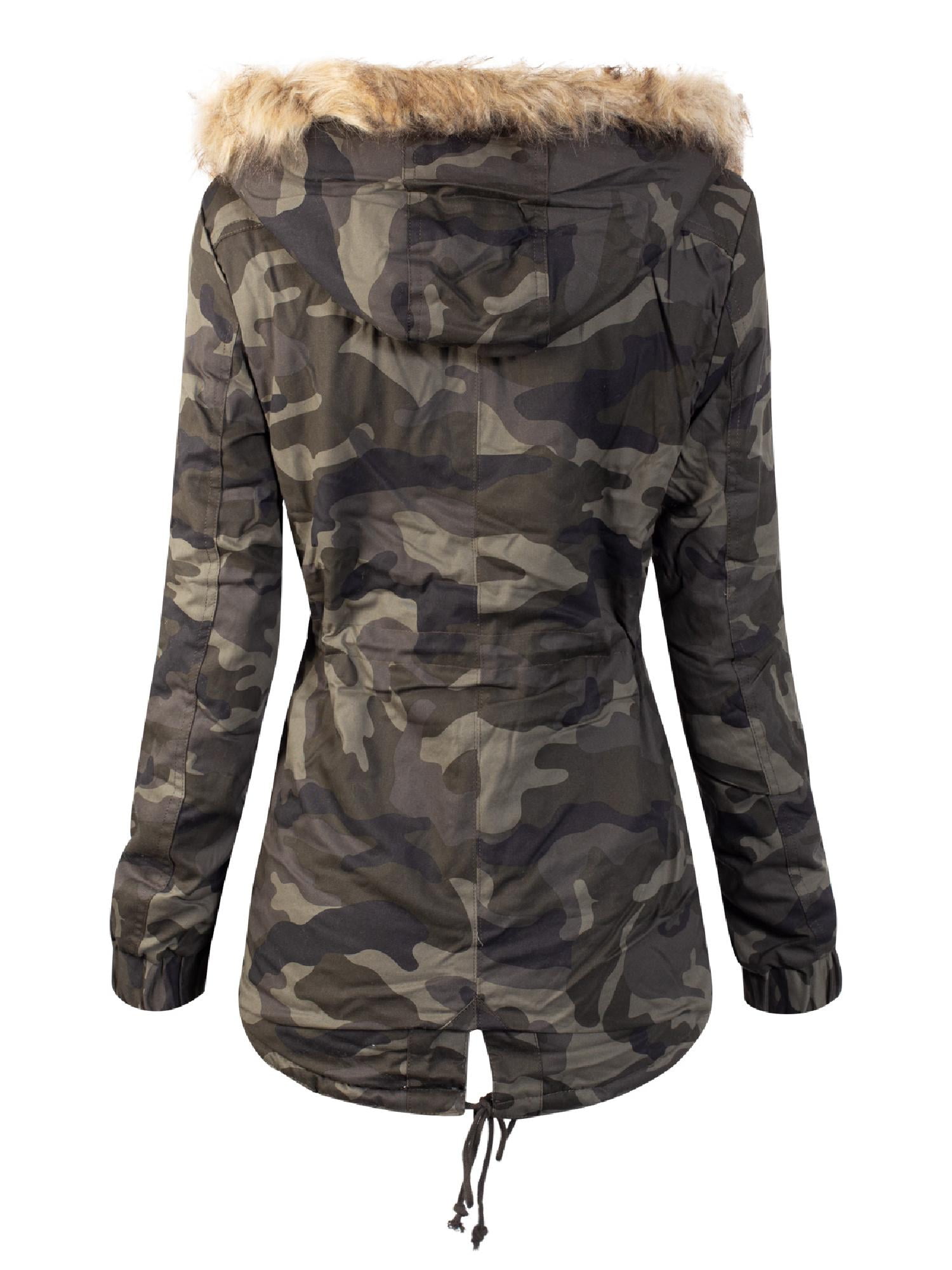 Lucky Brand Womens Camo Print Faux-Fur-Trim Coat X-Small at  Women's  Coats Shop