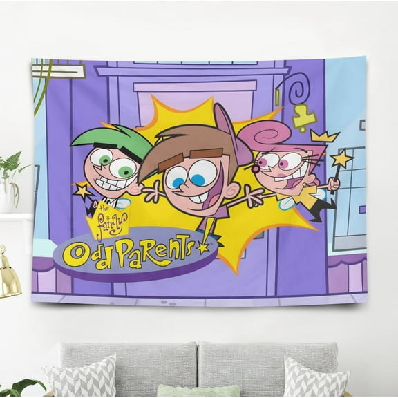 The Fairly Oddparents-Theme Anti-pilling Tapestry Gift Wall Hanging Backdrop for Room Bedroom Girls Fans Background Banner Party Birthday Supplies Decor