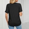 thumbnail image 5 of Women's V Neck Tunic Tops Short Sleeve T shirts with Side Shirring Ruched Blouse shirts, 5 of 5