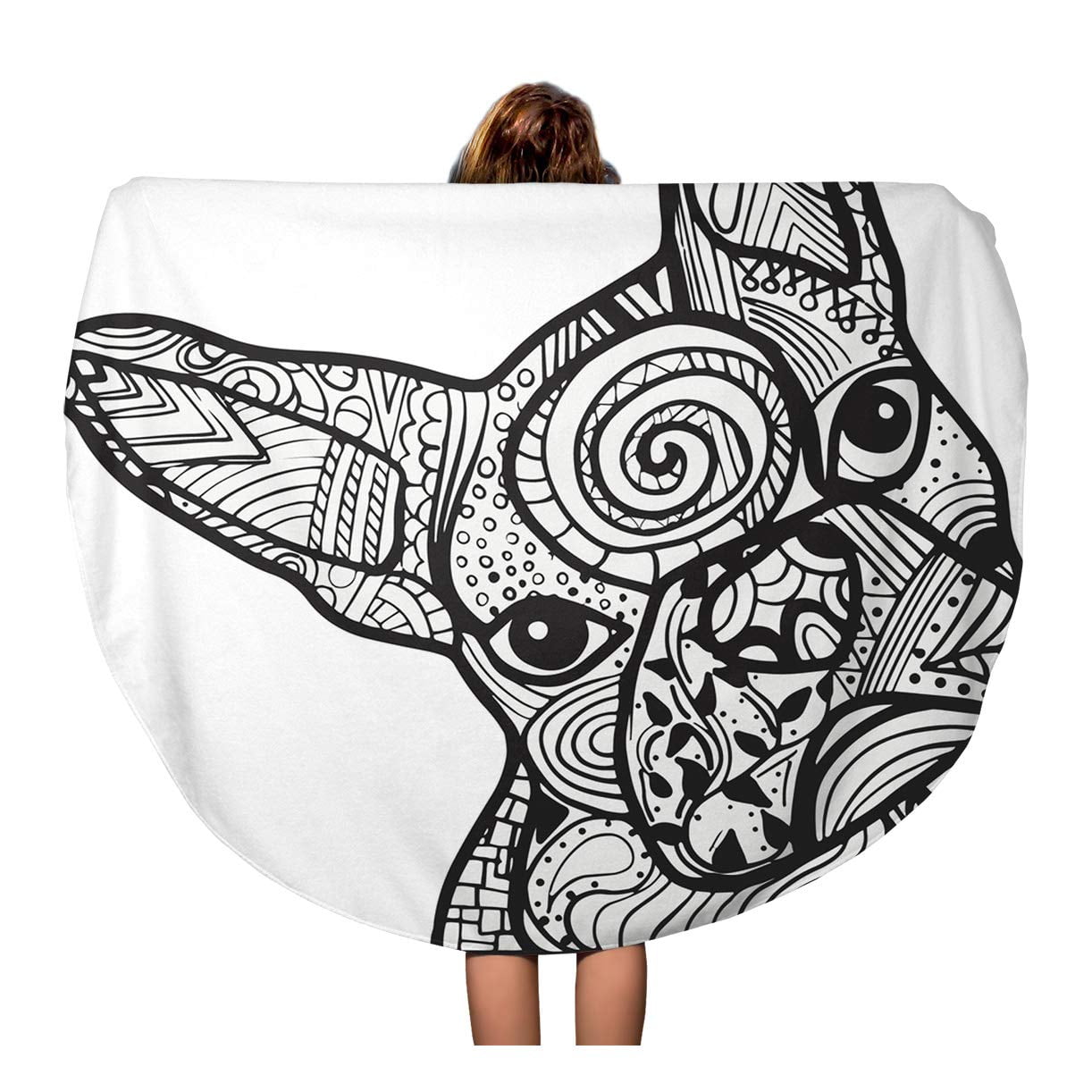 Sidonku 60 Inch Round Beach Towel Blanket Boston Terrier French Bulldog Doodle Coloring Page In Black Travel Circle Circular Towels Mat Tapestry Beach Throw Walmart Com Walmart Com
