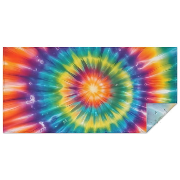 Rainbow Tie Dye Mandala Pattern Rectangle Tablecloth 60"x120",Waterproof Polyester Rectangle Table Cloth, Wipeable Spillproof Polyester Tablecloth for Dining, Camping, Indoor and Outdoor