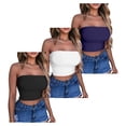 thumbnail image 2 of 2 Piece Tube Tops for Women Trendy Casual Solid Shirts Sexy Strapless Crop Top Fashion Slim Comfy Tank Tops Summer Ladies Sleeveless Going Out Tops, 2 of 5