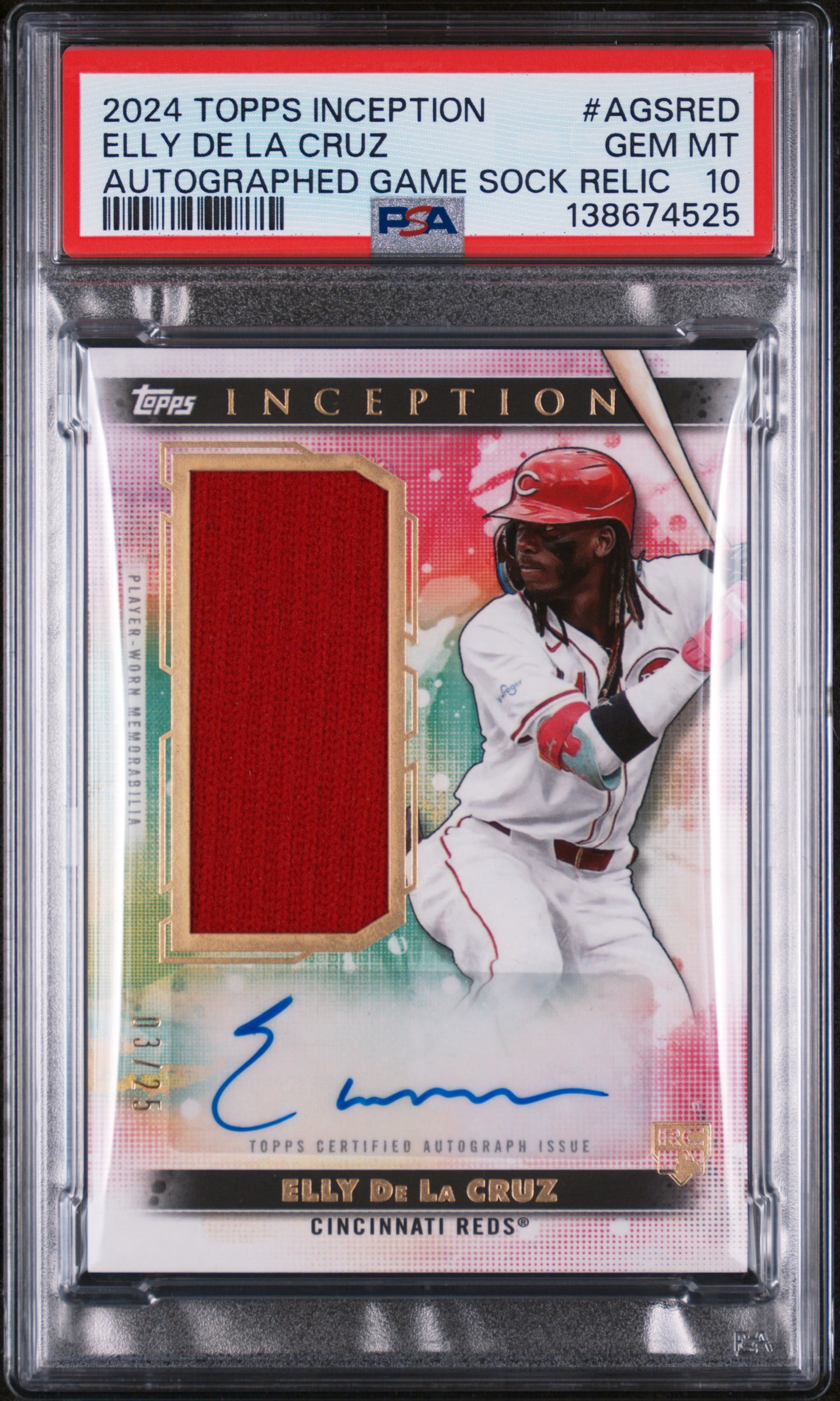 2024 Topps Inception Autographed Game Sock Relic Elly De La Cruz # ...