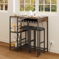 thumbnail image 2 of Mueble Bar con Mesa Alta y 2 Bancos Conexiones trifasica– Porta Botellas y Porta Copas, Estructura Metálica Estilo Industrial para Cocina Comedor, 2 of 7