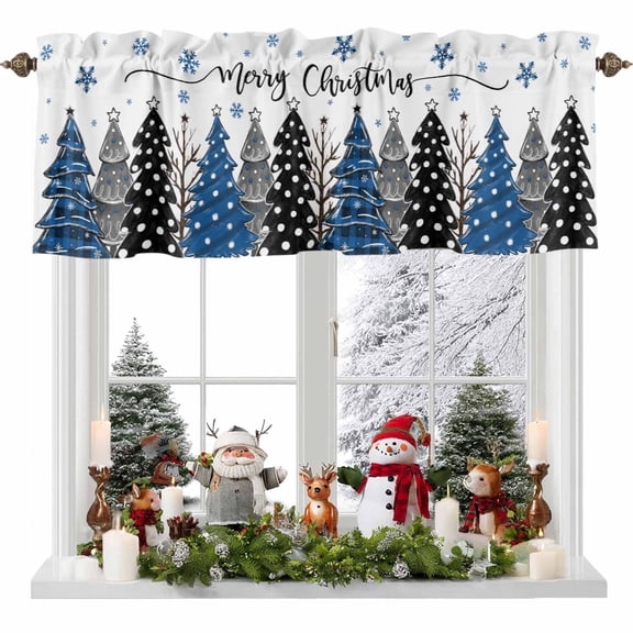 Valances for Windows Merry Christmas Leaf Rod Pocket Cafe Window Treatments Valance Curtains for Kitchen Bathroom Laundry Basement Windows 56"x16"