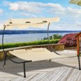 thumbnail image 5 of Beige Outdoor Wheeled , Patio Double Lounger Chair, Canopy For Sun Room, Garden, Poolside Chair With Footpad Stability, Adjustable -, 5 of 5
