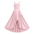 thumbnail image 3 of lnmuld Girls Solid Color Spaghetti Strap formal Dress Ruched High Low Maxi Dress for Wedding and Party Size:15-16 Years, 3 of 7