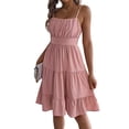 thumbnail image 2 of Jaimenalin Women Ruffled Tiered Adjustable Spaghetti Strap Midi Dress Pink S, 2 of 9