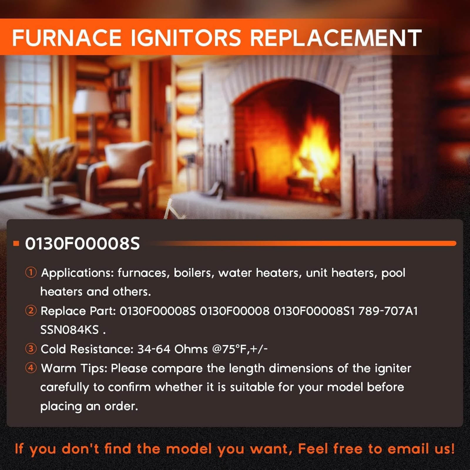TAPDRA 120VAC Furnace Ignitor, Ceramic+Aluminum Alloy, 0130f00008 for Home HVAC Heating Systems
