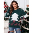 thumbnail image 2 of Christmas Sweaters for Women Reindeer Snowflake Holiday Ugly Knits Long Sleeve Pullover, 2 of 8