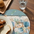 thumbnail image 3 of Teal Blue Brown Beach Coastal Round 13 Inch Placemats Set of 2, Nautical Shell Starfish Coral Summer HeatResistant Non Slip Place Mats for Dining Table, Wipeable Kitchen Table Mats for Housewarming, 3 of 9