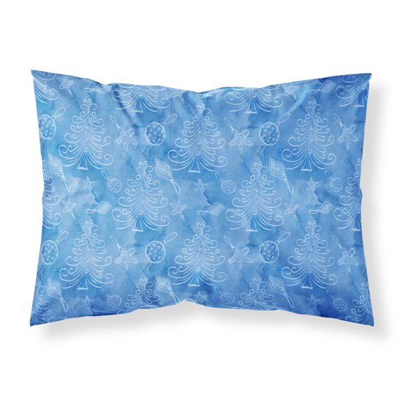 Watercolor Christmas Trees and Ornaments Fabric Standard Pillowcase