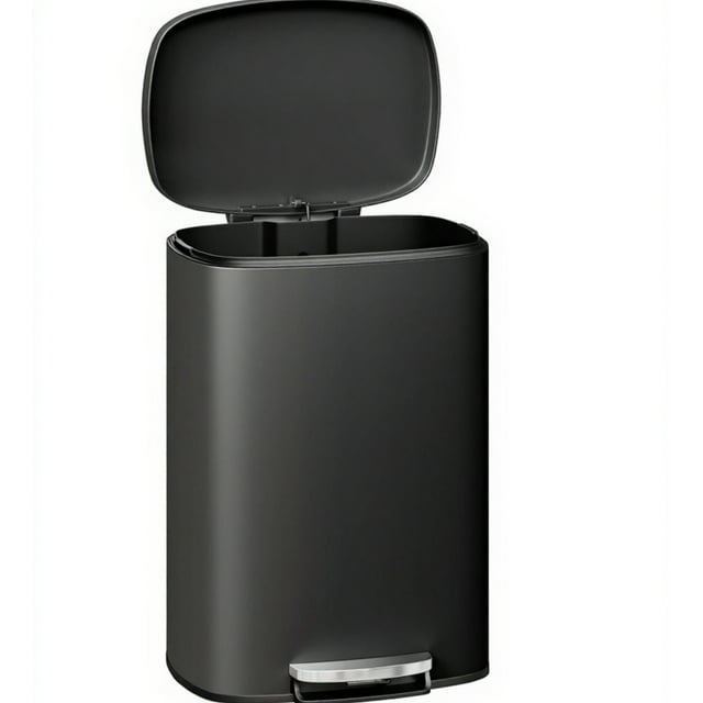 Garvee 13.2 Gallon Stainless Steel Kitchen Trash Can with Lid, 1 Inner Bucket, Black